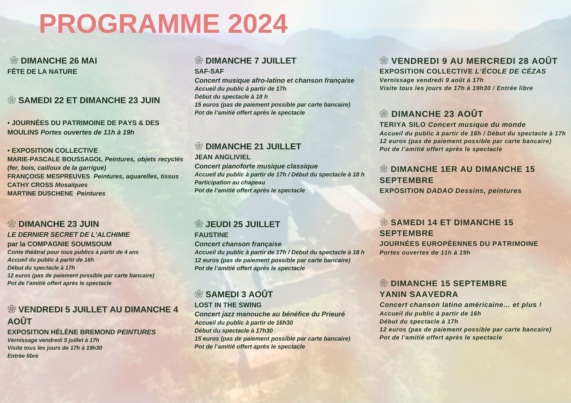Programme Asphodèle le Prieuré 2024 2