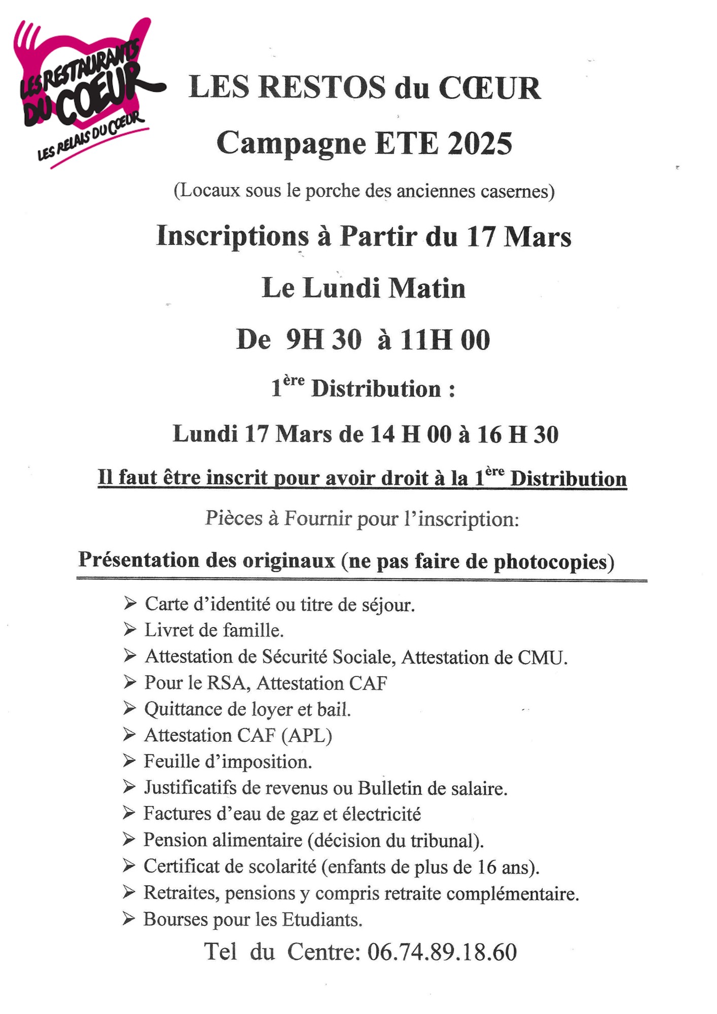 CAMPAGNE DES RESTO DU COEUR